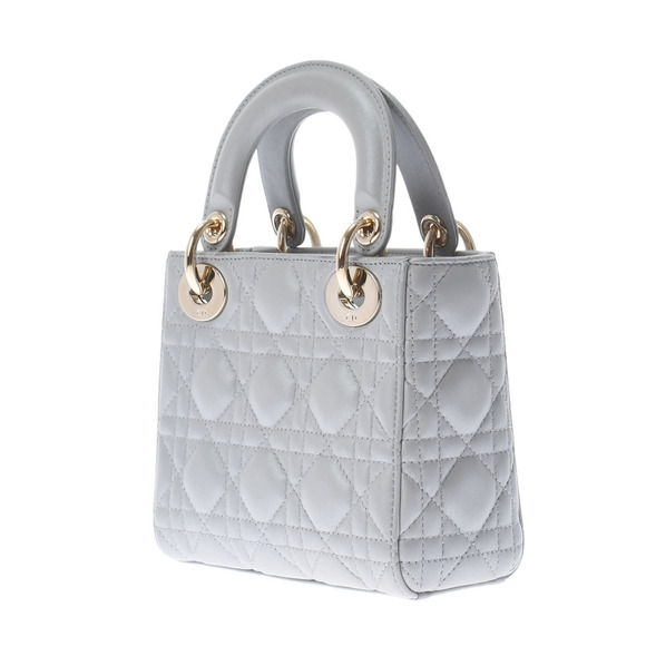 Dior Lady Mini  Lambskin Gray Cannage Bag - Picture 1 of 15